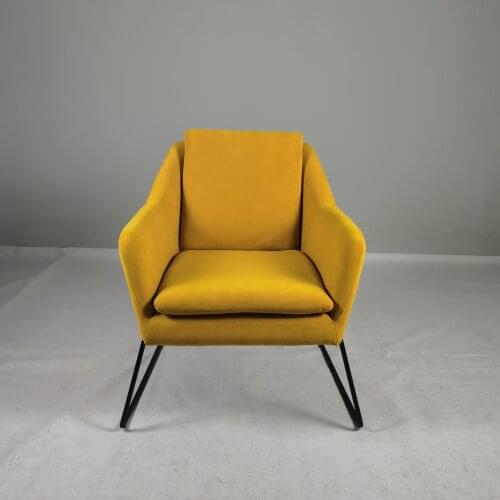 Chinafurniture Factory custom simple linen Fabric Armchair Metal Frame Accent Chair for Living Room