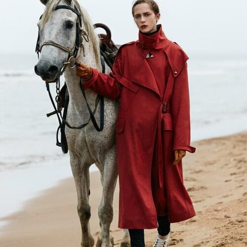 Classic Camel Windbreaker Womens Loose Over the Knee Medium Length 2021 Spring New European British Double Breasted Windbreaker