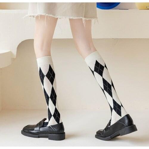 College Style Girls Woman Stockings Long Socks British Style Plaid Thigh High Socks Stocking Japanese Kawaii Cute Knee High Sock