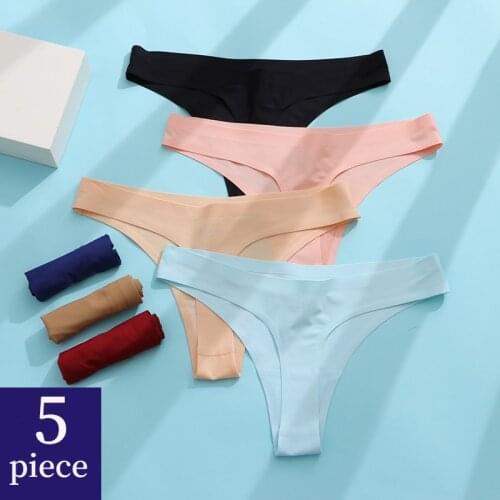 BZEL Solid Womens Thong Panties Large Size Silk Satin Underwear Sexy Lingerie Girls G-Strings Skin-Friendly Underpants Hot Sale