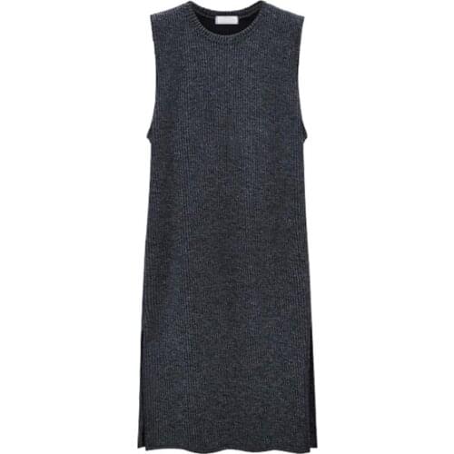 Plus Size Knitted Vest Dress Women Sleeveless Loose Autumn Winter Sweater Dress Large Size Pullovers Dress 5XL 6XL Robe Femme