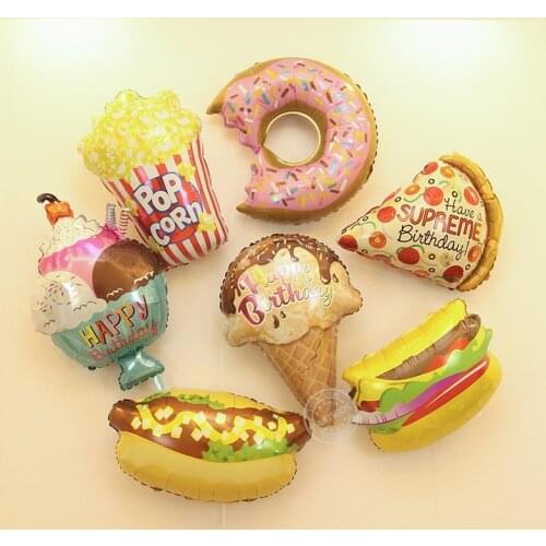 1pcs mini Ice Cream Donut Balloons Hot dogs Hamburger Pizza Balloon 22inch 4D sweets ball birthday party decor Snack supplies