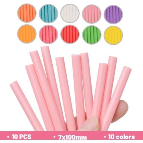 10Pcs 7*100mm Clear Colorful Hot Melt Glue Sticks Vintage Sealing Wax Envelope Invitation Stamp Security Packaging Repair Tool