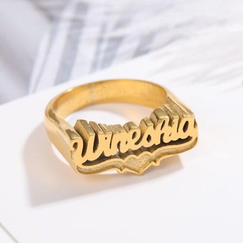 3D Custom Name Rings For Women Men Personalized Carved Finger Ring Stainless Steel Punk Style Rich Jewelry Couple Gift