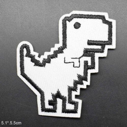 White Robot Dinosaur Lovely Iron On Embroidered Clothes Patches For Clothing Stickers Garment Wholesale
