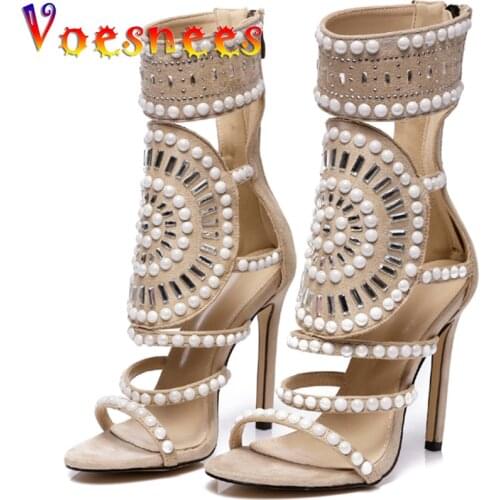 Summer New Slip-On Flock zipper Sandals High Heels Fashion Open Toe Cut Out Pointed Sandals Nightclub Women Shoes Stiletto Shoes