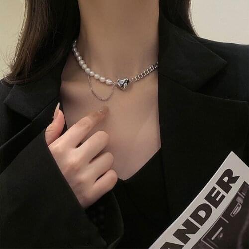 Find Me New Fashion Temperament Imitation Pearl Clavicle Chain Simple Heart Alloy Choker Necklace Neck For Women Accessories