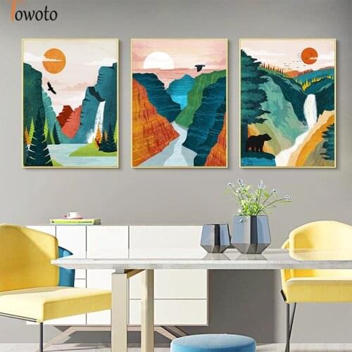 Colorful Wall Art Poster Print Landscap Sierra Nevada Mountains Canvas Painting for Living Room Modern Decoration Picture Decor