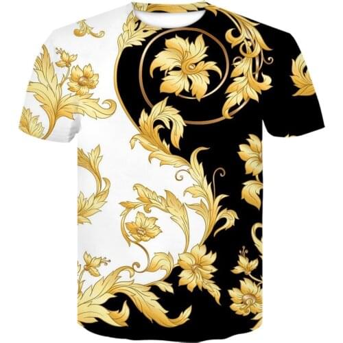 3D Gold Chain Luxury Printing flower t shirt for Men 2021 summer unisex Short Sleeve off white streetwear fashion Tops T-shirts