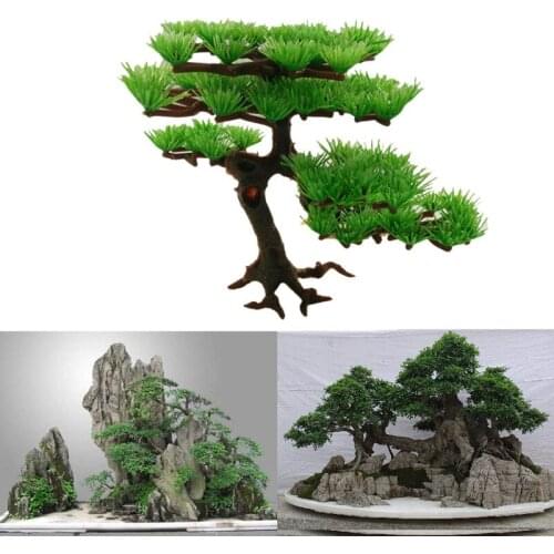 1Pc Artificial Artificial Plant Aquarium Fish Tank Aquarium Decor Pine Tree Plant Aquarium Accessories Rock Bonsai Ornament