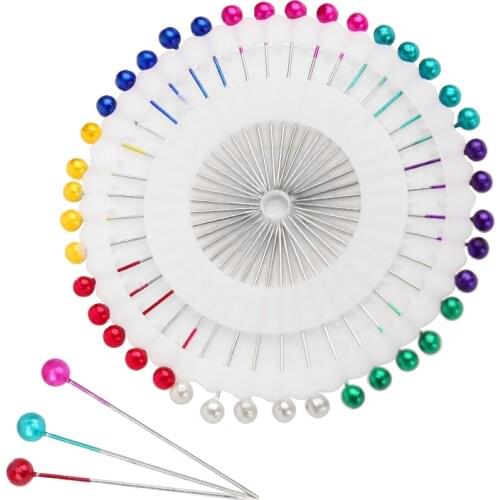 KAOBUY 40Pcs Positioning Needles DIY Sewing Tools Accessory Patchwork Pearl Light Straight Head Colorful White Pins