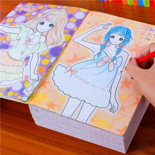 6 Books/Set Children Drawing Painting Learning Educational Toy Color Book Princess Cartoon Picture Enlightenment Copybooks
