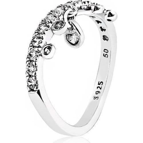 Hot 100% 925 Sterling Silver New Crown Zircon Chandelier Water Drop Ring For Women Fashion Original Jewelry Gift