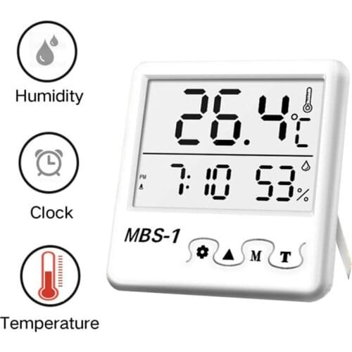 Indoor Room Hygrometer Thermometer LCD Digital Weather Station Temperature Humidity Meter Clock