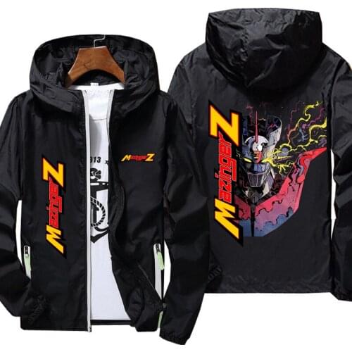 Mazinger Z Robot Jacket women Spring Autumn reflective zipper Windbreaker waterproof Jackets men street casual Hooded thin Coats