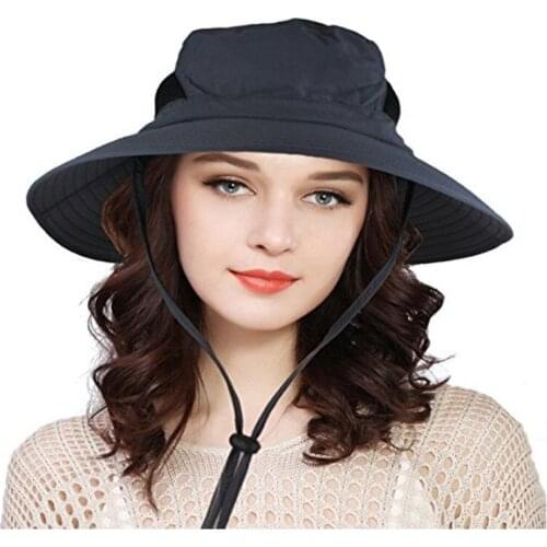 Patchwork Sun Protection Hat Drawstring Summer Outdoor Fishing Caps Summer UV Protection Cap