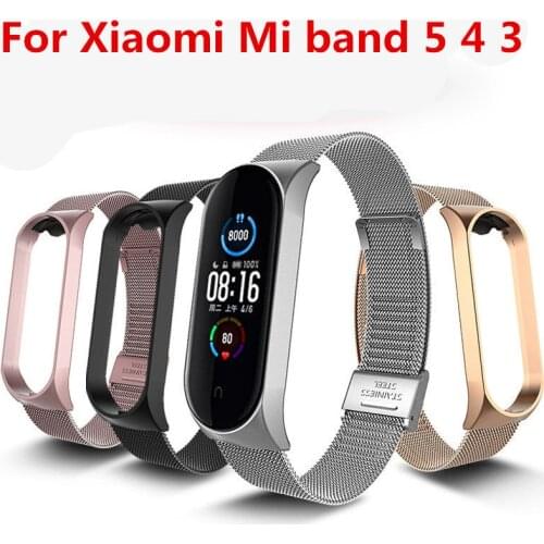 Strap For Xiaomi Mi Band 3 4 5 Wrist Metal Bracelet Screwless Stainless Steel MIband for Mi Band 4 3 5 Strap Wristbands Pulseira