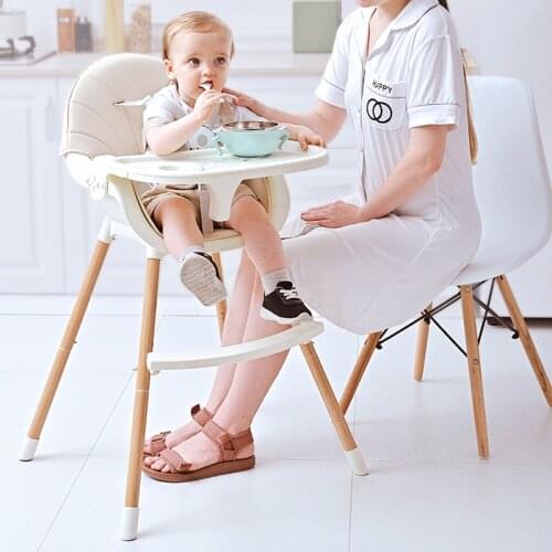 Multi-functional Baby High Chair PU Seat High Chair Thickened Pipe 2:1 Portable Children Feeding Chair