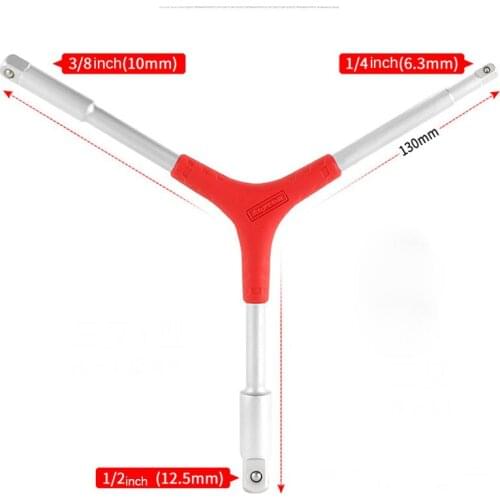 3 in 1 Multi-function Y Type Socket Wrench 1/4" 3/8" 1/2" CRV Drive Universal T Type Socket Wrench Set Converter Adapter Reducer