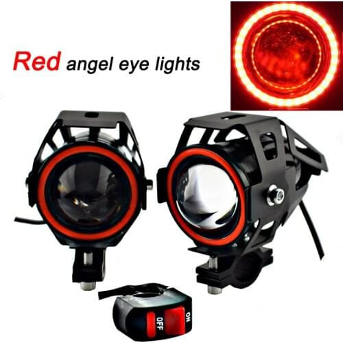 Motorcycle headlights LED 12v 125w 6500k angel eyes light Motorbike LED work lamp Driving auxiliary lamp fog light car headlamp