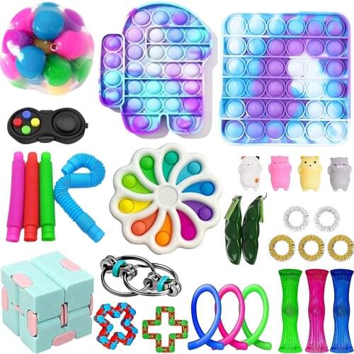 Fidget Toys Set Pack Squeeze Toy Anti Stress Toy Marble Relief Gift For Adult Children Sensory Antistress Relief Figet Toys Box