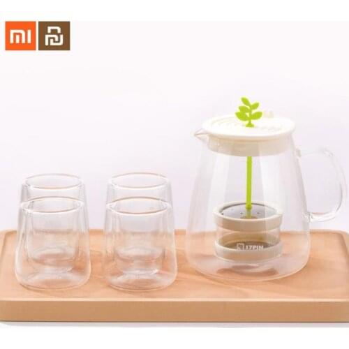 Original xiaomi youpin 17PIN tea set fun pot set 800ml capacity 4 cups glass 304 stainless steel tea leak smart