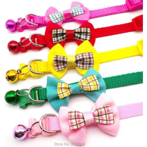 24Pc Pet Dog Collar Adjustable Buckles Adjustable Polyester Dog Collars Pet Collars With Bowknot Bells Charm Necklace Strap