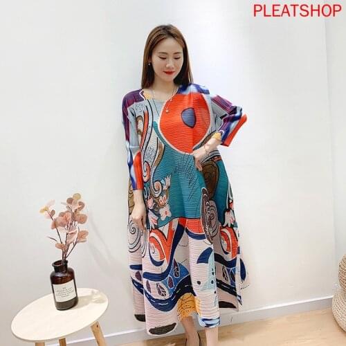 Pleats Floral Printed Dress 2020 Summer Women Dress Slim-Looking Miyake Pleated Dress Fashion Vestidos Summer Dress Shein