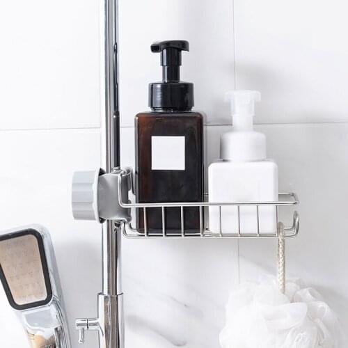 Adjustable Bathroom Kitchen Storage Rack Stainless Steel Sink Faucet Drain Rack Hose Sponge Dishwashing Rag Small Items