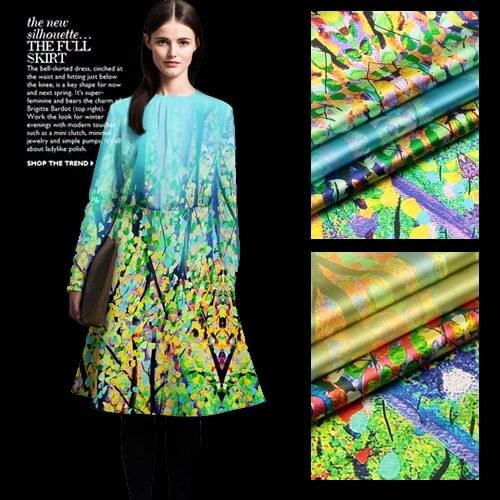 PRINTED SILK STRETCH SATIN 118cm width 19momme Positioing Printing 1.2M Silk Dress Fabrics