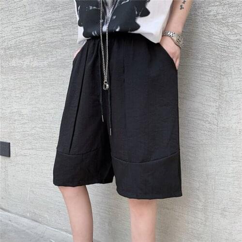 2021 summer new mens fashion Harajuku design Harlan shorts linen thin breathable Capris loose men