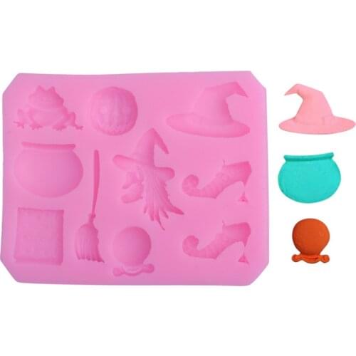 Halloween Witch Shaped Silicone Fondant Cake Decorating Mold Chocolate Molds Baking Tools Kitchen Accessories