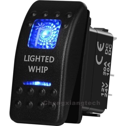 Blue Led LIGHTED WHIP 5 pin ON/OFF SPST Rocker Switch for ARB Carling NARVA style Replacement Marine Grade