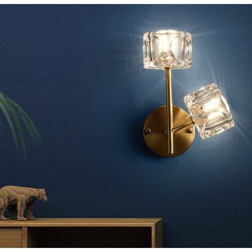 Modern Led Wall Lamps Copper Bedroom Light decor Minimalist Crystal Gold Wall Light For Living room Stair Loft Indoor Lighting