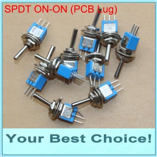 10pcs/Lot SPDT Superminiature 5mm Rocker Toggle Switch with PCB Lug,ON-ON,1.5A/250VAC,3A/125VAC