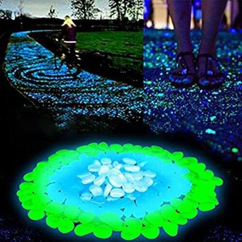 100 PCS Luminous Stone 20-30mm Resin Glow in The Dark Pebble Decorative Small Garden Fish Tank Rock for Outdoor Indoor SCIE999