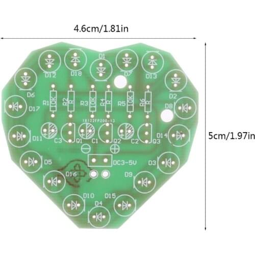 T3EE 1Set Love Heart Shaped Colorful LED Flash Light Kits DIY Electronic Lamp Production Repair Parts
