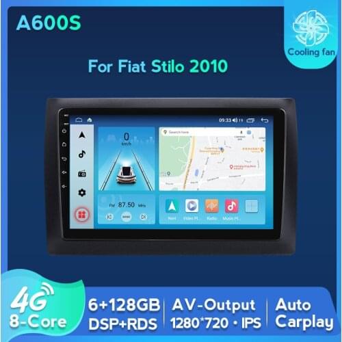 RDS 4G LTE 2DIN Car GPS Navigation Radio Stereo Video Player For Fiat Stilo 2010 Built-in Carplay Android Auto Cooling Fan