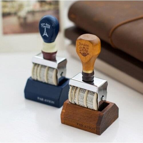 Vintage Wooden Handle Date DIY Stamp DIY Stamps For Scrapbooking Stationery Decal Material Escolar School Supplies