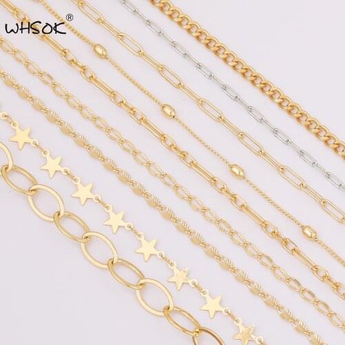 WHSOK 1M/Lot Jewelry Accessories/Genuine Gold Plating/Delicate Chains/Earrings Findings/Hand Made/Necklace Chain/DIY Making