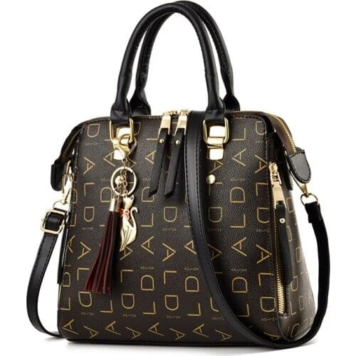 Women Bag Vintage Handbag Casual Tote Fashion Women Messenger Bags Shoulder Top-Handle Purse Wallet Leather 2019 New Black Blue