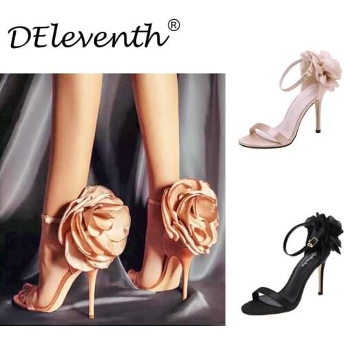 2020 Top seller - Women sandals Silk Pointed Toe Round Toe 10.5CM Thin High heels Buckle Strap Flower women shoes size 35-42