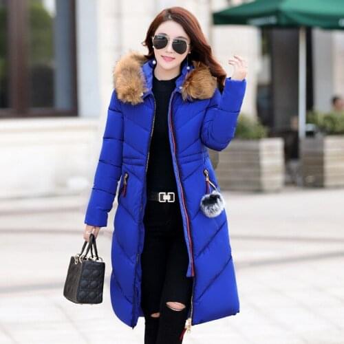 2019 Winter New Pattern Hair Self-cultivation Long Fund Cotton-padded Clothes Woman Raccoon Mao Lead Cotton Will Code Loose