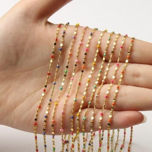 1 Meter Gold Plated Brass Wire Wrapped Rosary Chain Beads Drop Oil Chains For DIY Bracelet Necklace Jewelry Making Accessories