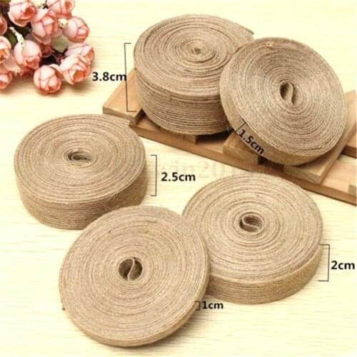 1 yard 0.6-15cm DIY Pure colored linen roll DIY hand Christmas wedding craft linen natural jute roll table flag seat back 181261