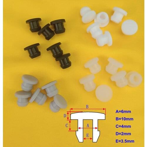 10/20/50/100pcs 6mm Silicone Rubber Hole Caps Inner Hole 3.5mm T-type Plug Cover Snap-on Gasket Blind Hole Seal Stopper