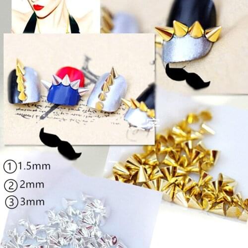200pcs/pack Korea 3D Nail Art Decorations Metal Punk Style Cone Stud Rivet Nail Accessories Alloy Nail Parts DIY Nail Supplies