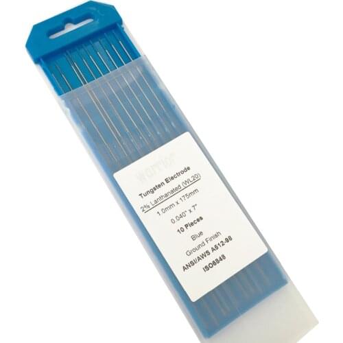 2018 Super Quality WL20 Blue TIG Tungsten Electrode Small Size 1.0mm 0.04" Length 175mm 7" Welding Thin Gauge Aluminum Steel 10P
