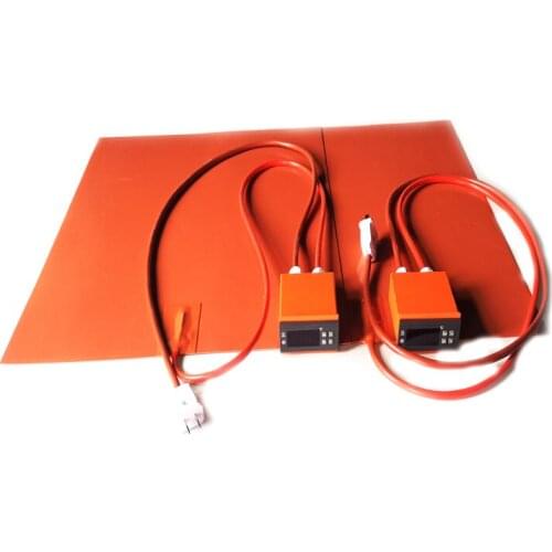 240V 1500W 450*500*1.5mm Silicone Heat Bed for 3d printer digital thermostat on wire 2000mm lead wire