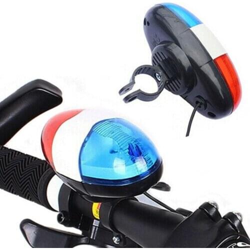 6 LED 4 Tone Sounds Bicycles Bell Police Car Light Electronic Horn Siren For Kid Children Bike Scooter Cycling Lamp Accessories